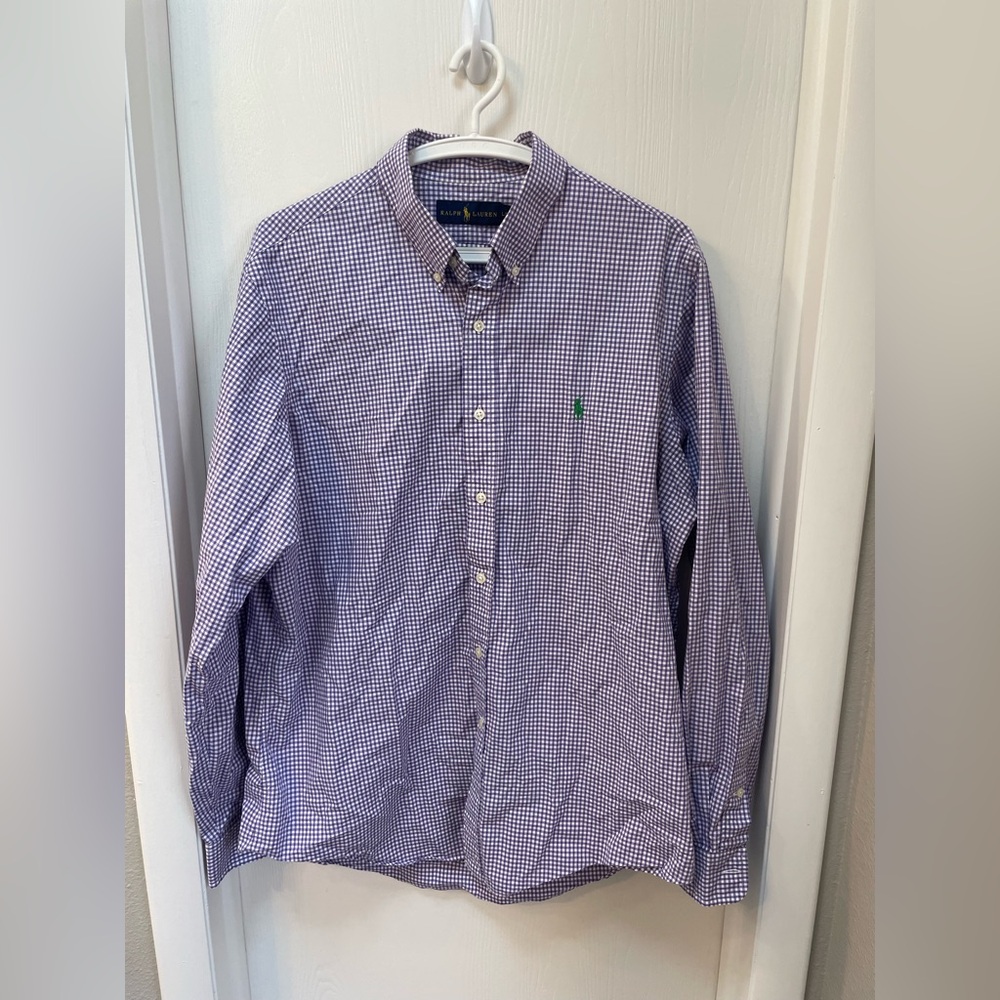 Ralph Lauren button up men shirt size L purple